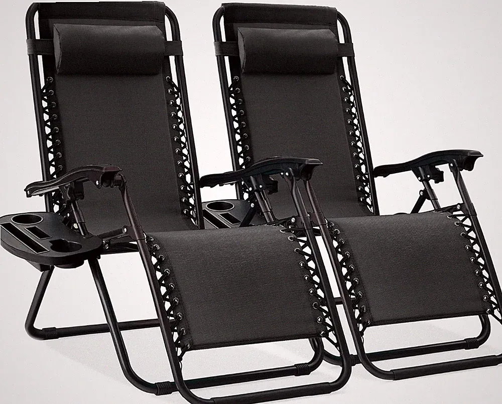 Best Choice Products Set of 2 Adjustable Steel Mesh Zero Gravity Lounge Chair Re