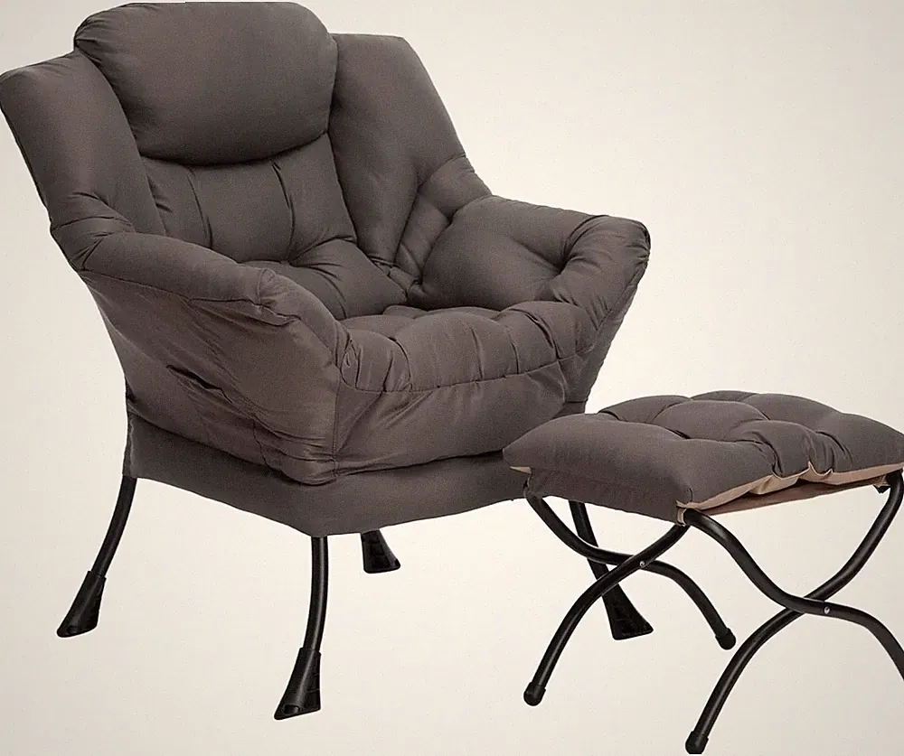 Comfy Fabric Lazy Chair with Foldable Ottoman for Living Room or Bedroom