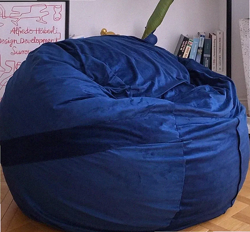 Cozy Blue Foam Bean Bag Chair - Washable Sofa for Kids & Adults