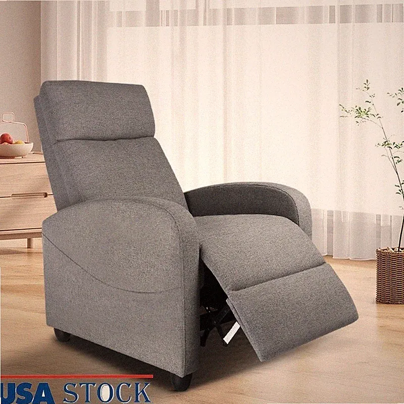 Ergonomic Massage Recline Chair with Padded Seat and Massage Backrest Grey US