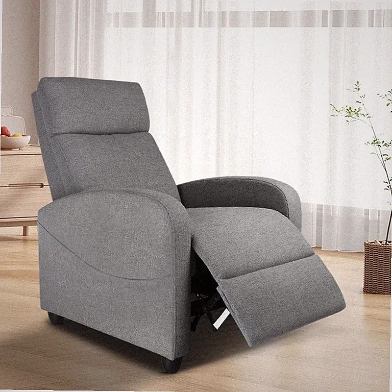 Ergonomic Recliner Chair Home Theater Seating Space Saving Manual Recline Grey