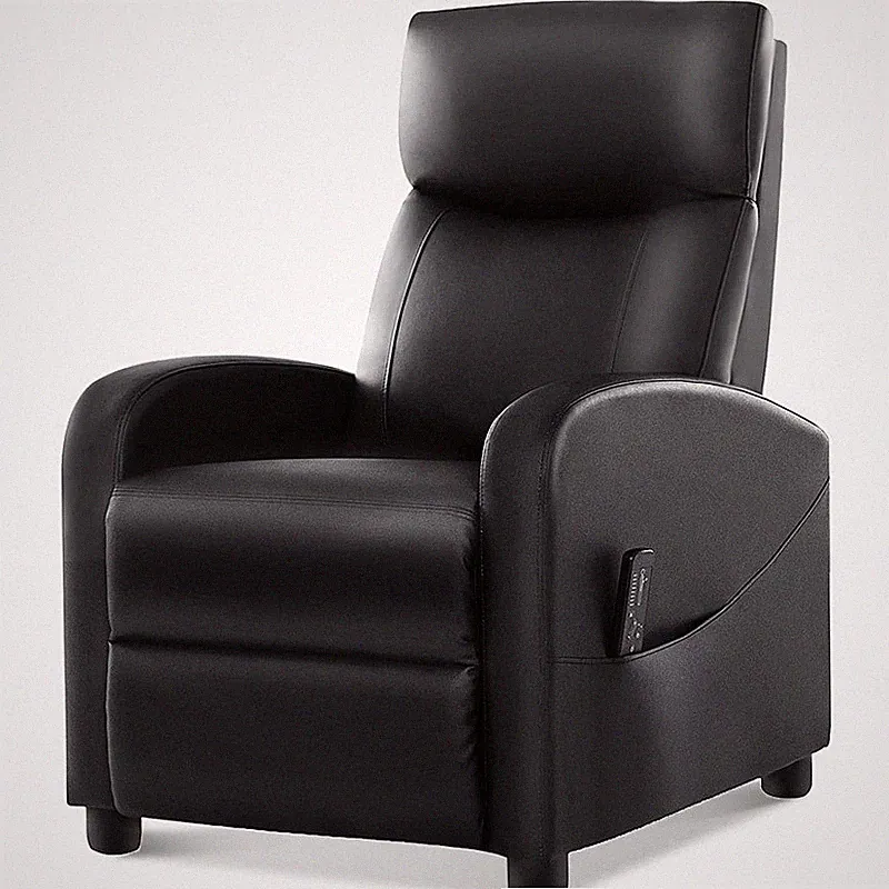 Ergonomic Recliner Chair Manual Recline Durable PU Home Theater Seating Black