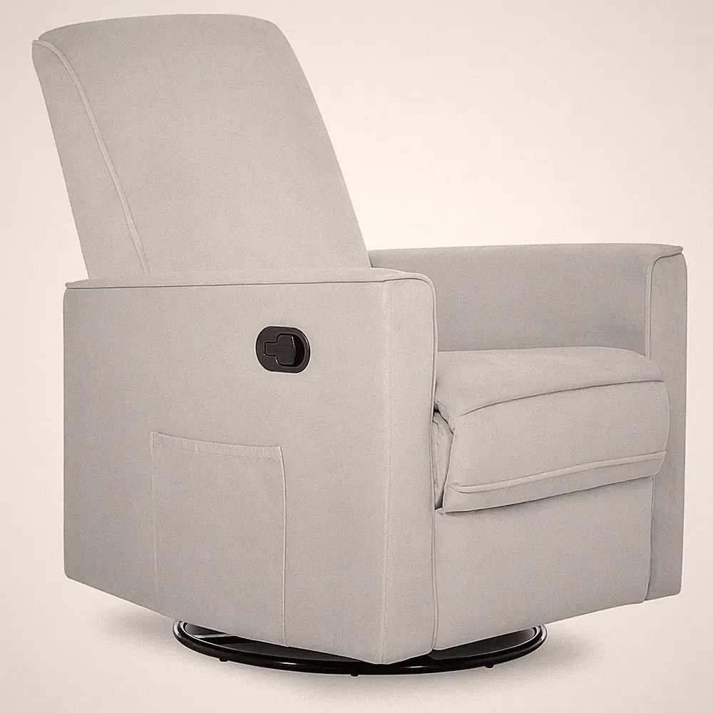 Evolur Raleigh Upholstered Manual Glider Recliner– Rocking & 360° Swivel with Sm