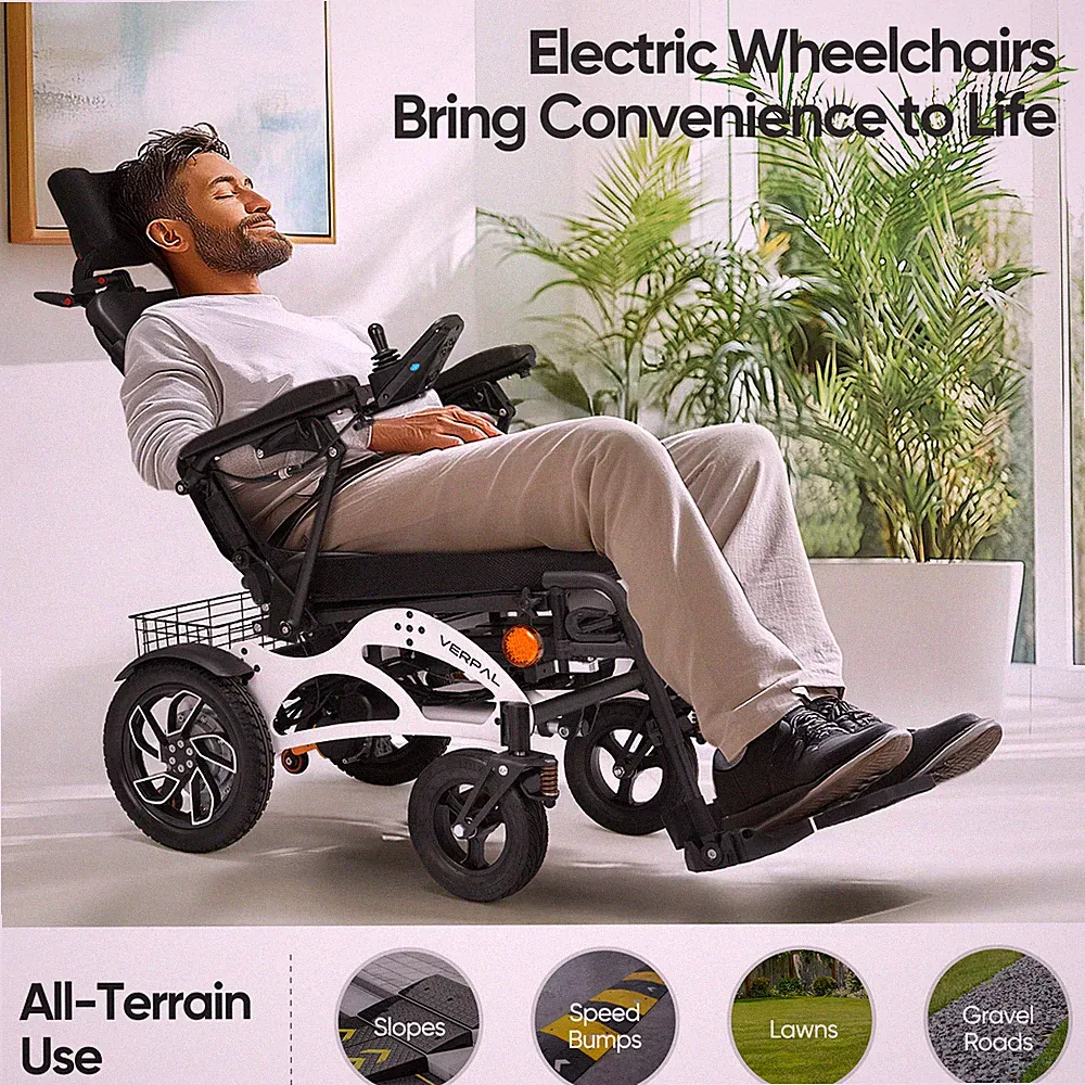 Foldable Electric Wheelchair Automatic Reclining 400LB Load Capacity For Airline