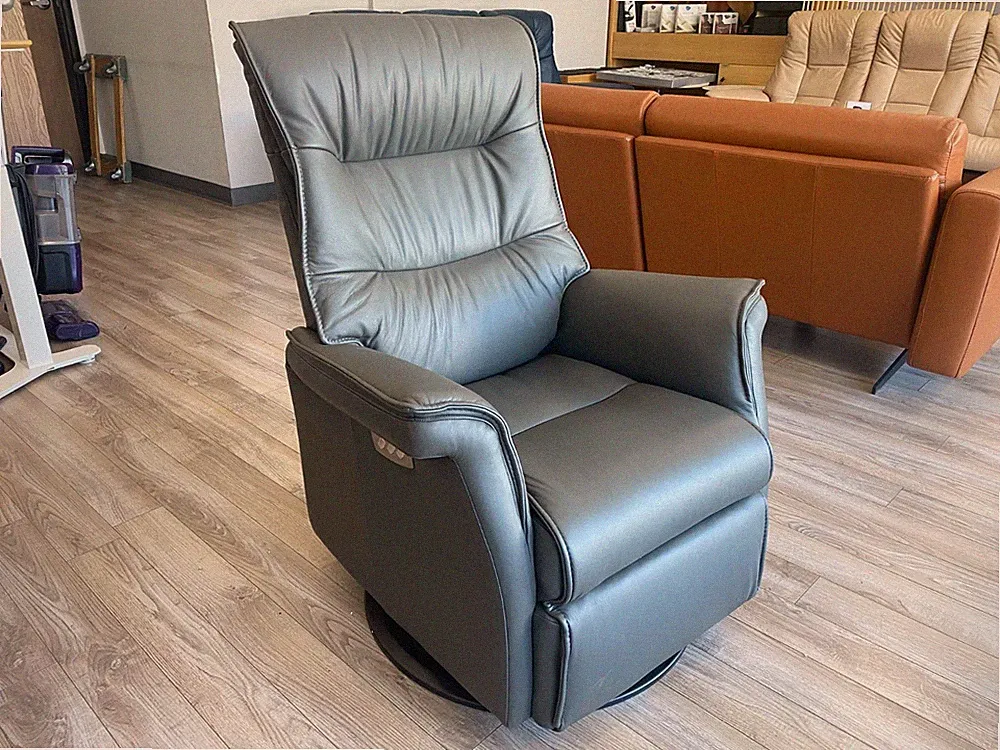 IMG Chelsea RMS199 Small Compact Power Relaxer Recliner Chair Graphite Leather
