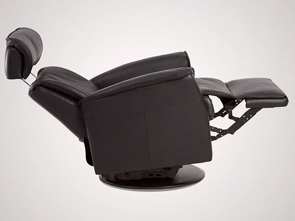IMG Comfort Duke RM285 Power Swivel Recliner in Sauvage 559 Dark Brown Leather