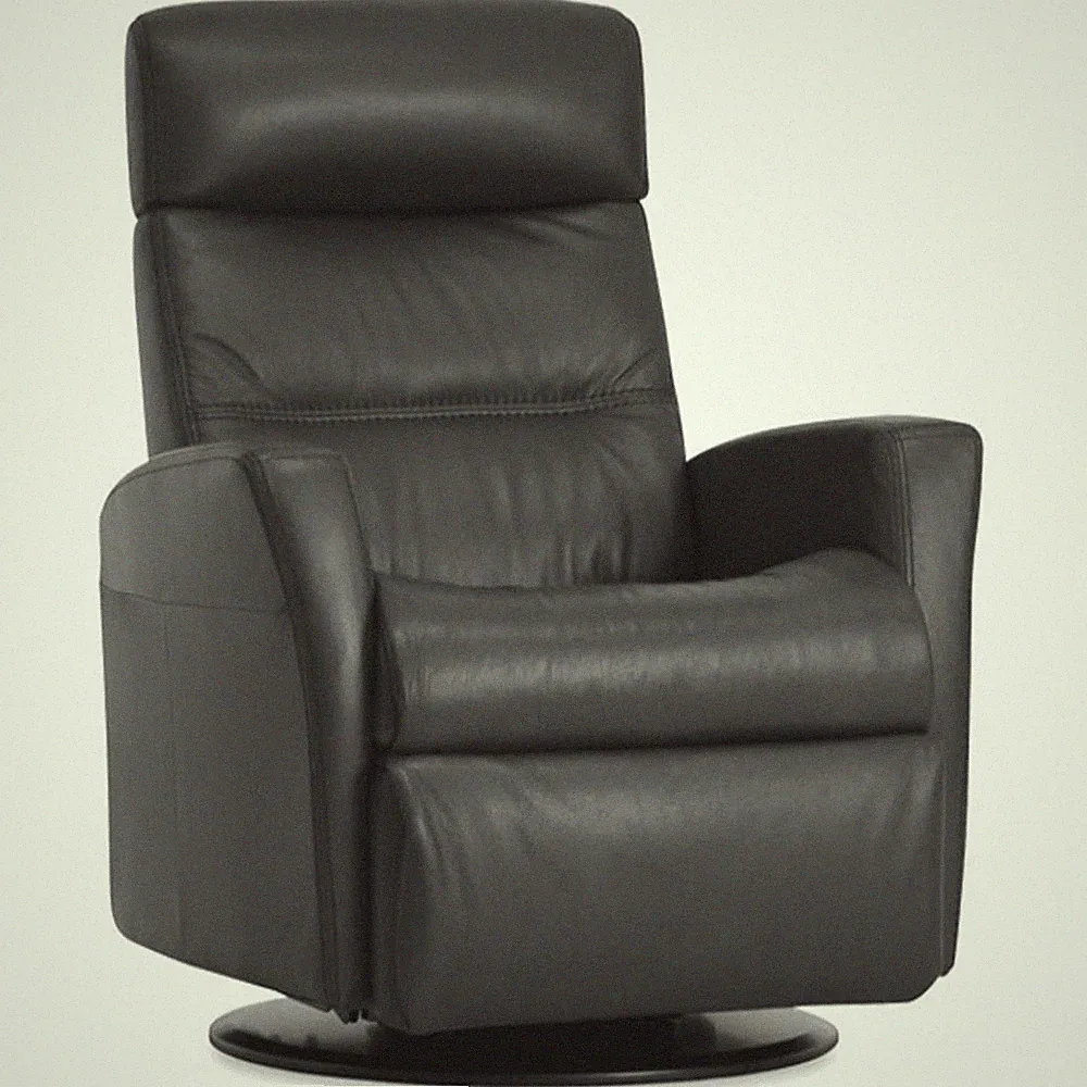 IMG Divani RM125 Small Power Relaxer Recliner Chair Sauvage Charcoal Leather