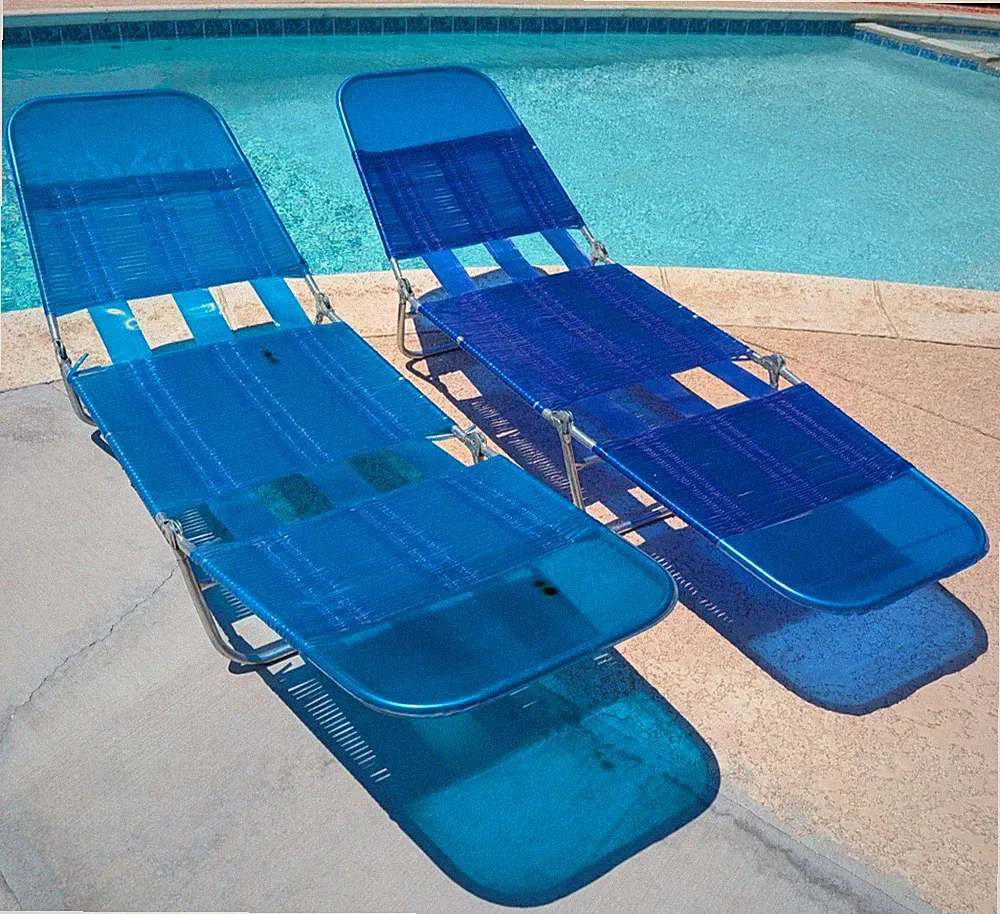Jelly Vinyl Tube Folding Chaise Lounge Lawn Beach Chair “Green” or "Blue" retro
