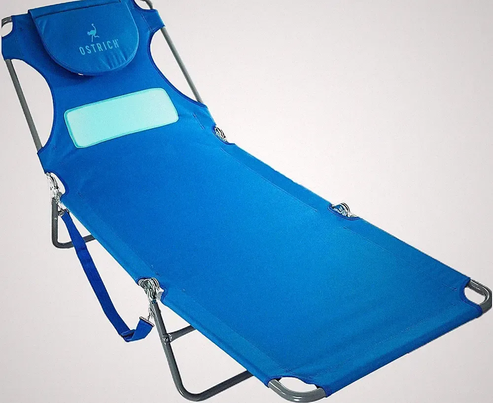Ladies Comfort Lounger Portable Reclining Outdoor Patio Beach Lawn Camping Blue