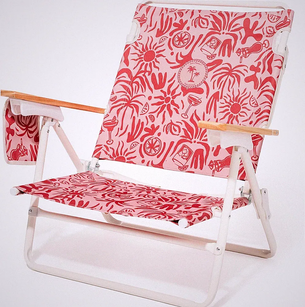 Margaritaville Tiki Backpack Beach Chair with Cooler Pocket - Lay Flat Design
