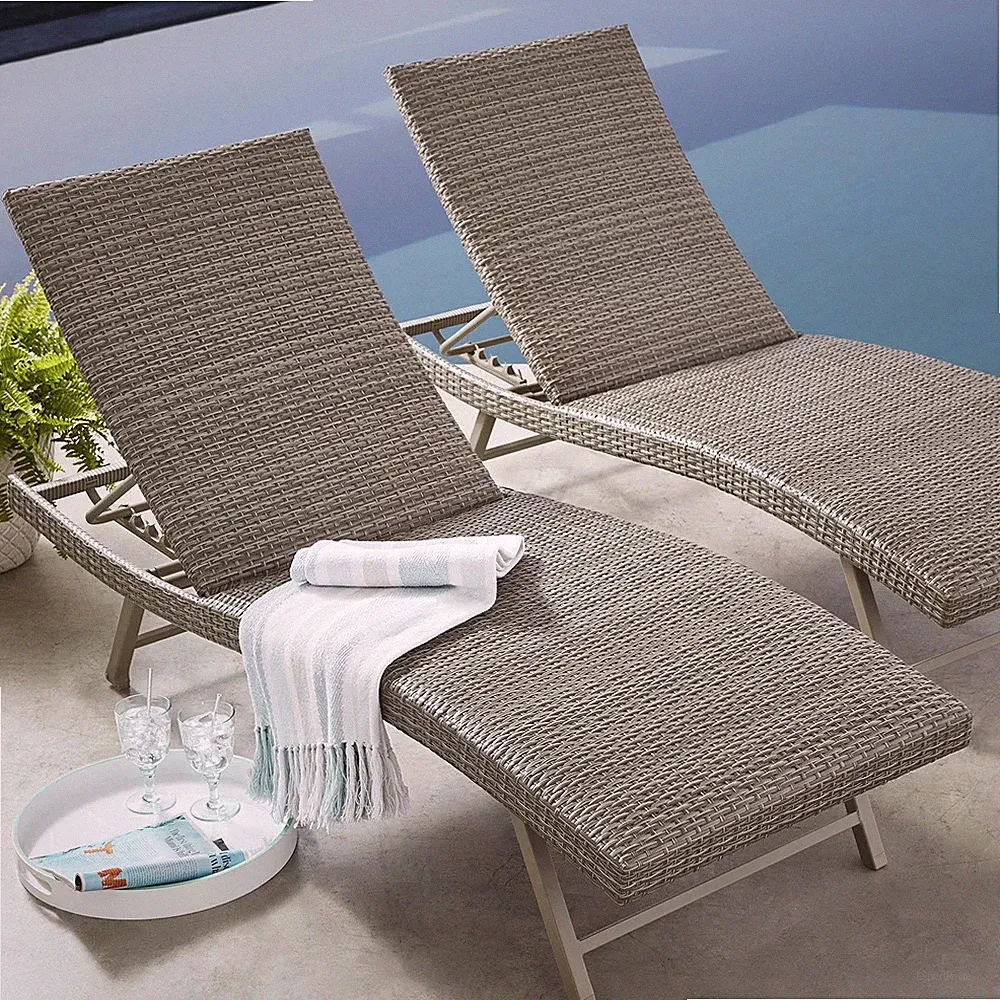 Member's Mark Padded Wicker Chaise Lounger, Set of 2