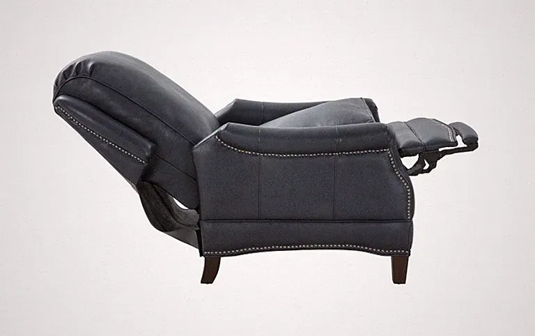 NEW Barcalounger Ashebrooke Manual Barone Navy Blue Leather Recliner Chair