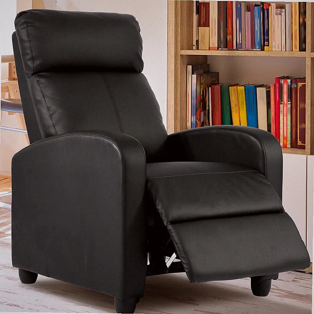 PU Leather Recliner Chair Single Sofa Recliner Modern Home Theater Seating Black