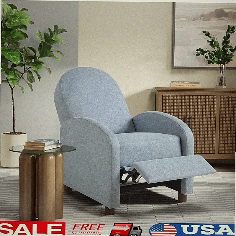 Pushback Recliner Chair Manual Comfort High Density Foam Upholstered Wood Frame