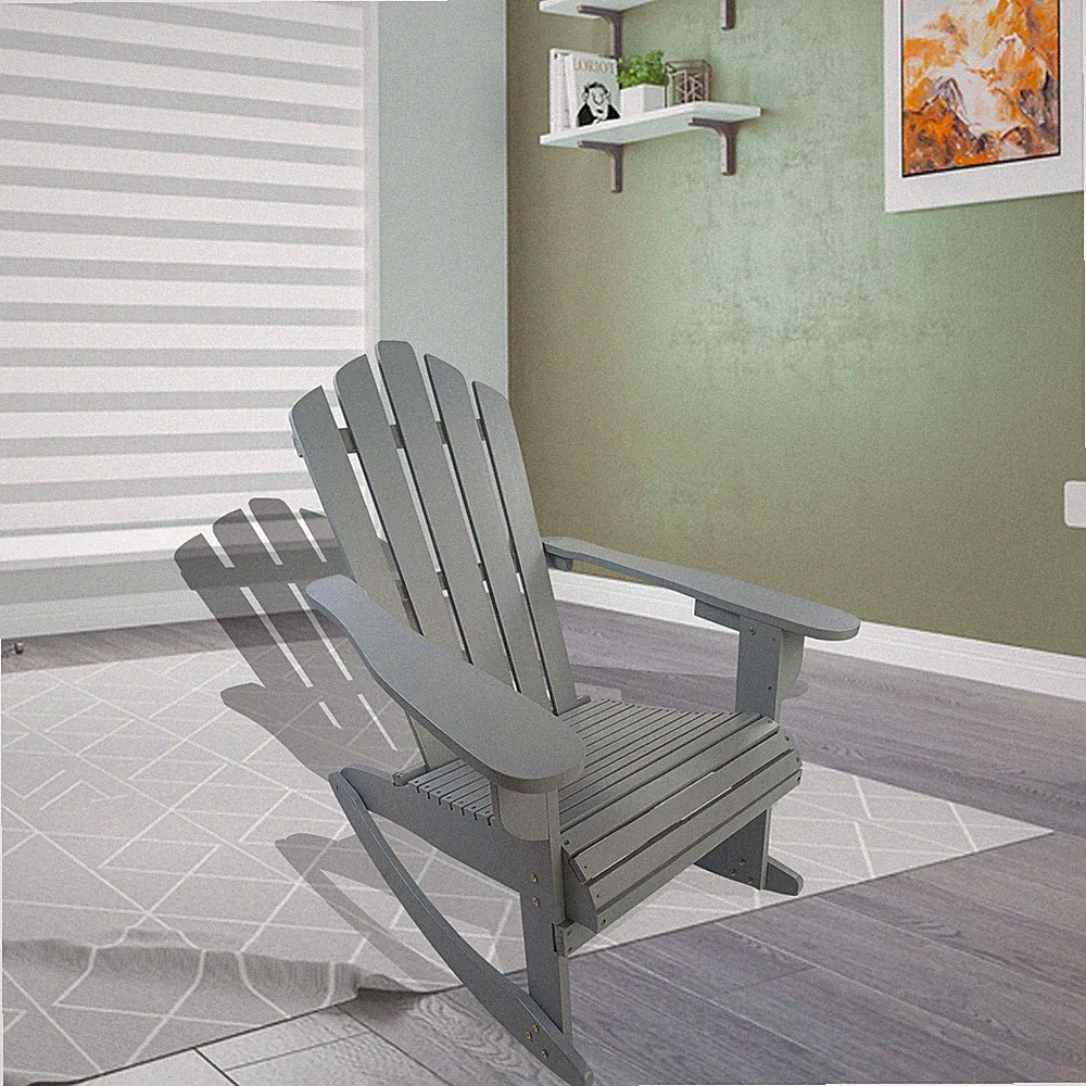 Reclining Wooden Outdoor Rocking Adirondack chair,walnut