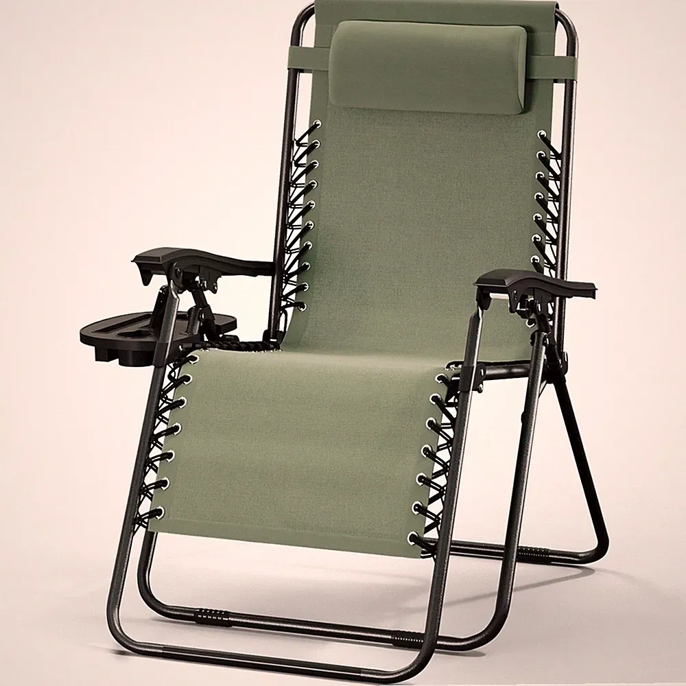Zero Gravity Chair, Outdoor Lounge Chairs with Cup Holder, Sage Green