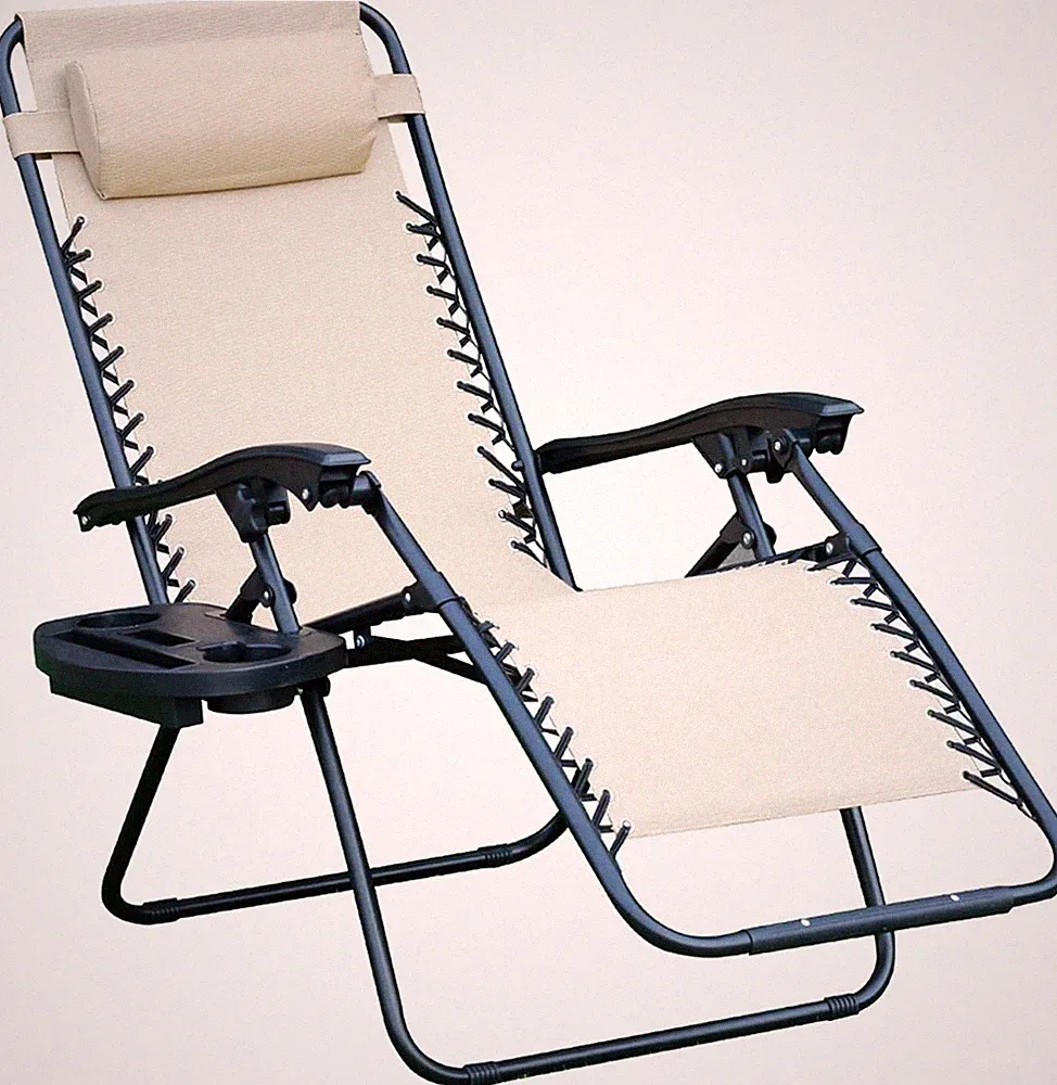 Zero Gravity Lawn Recliner Lounge Chair with Removable Pillow and Side Table